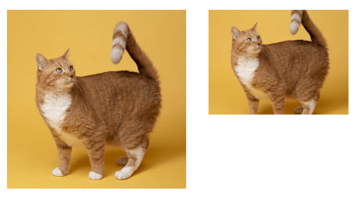 Second image is now not streched, but an important part of the image is sticking out the top of the frame.